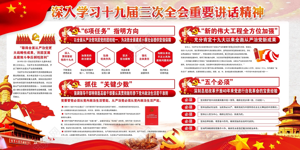 十九届中央纪委三次全会重要讲话精神展板设计